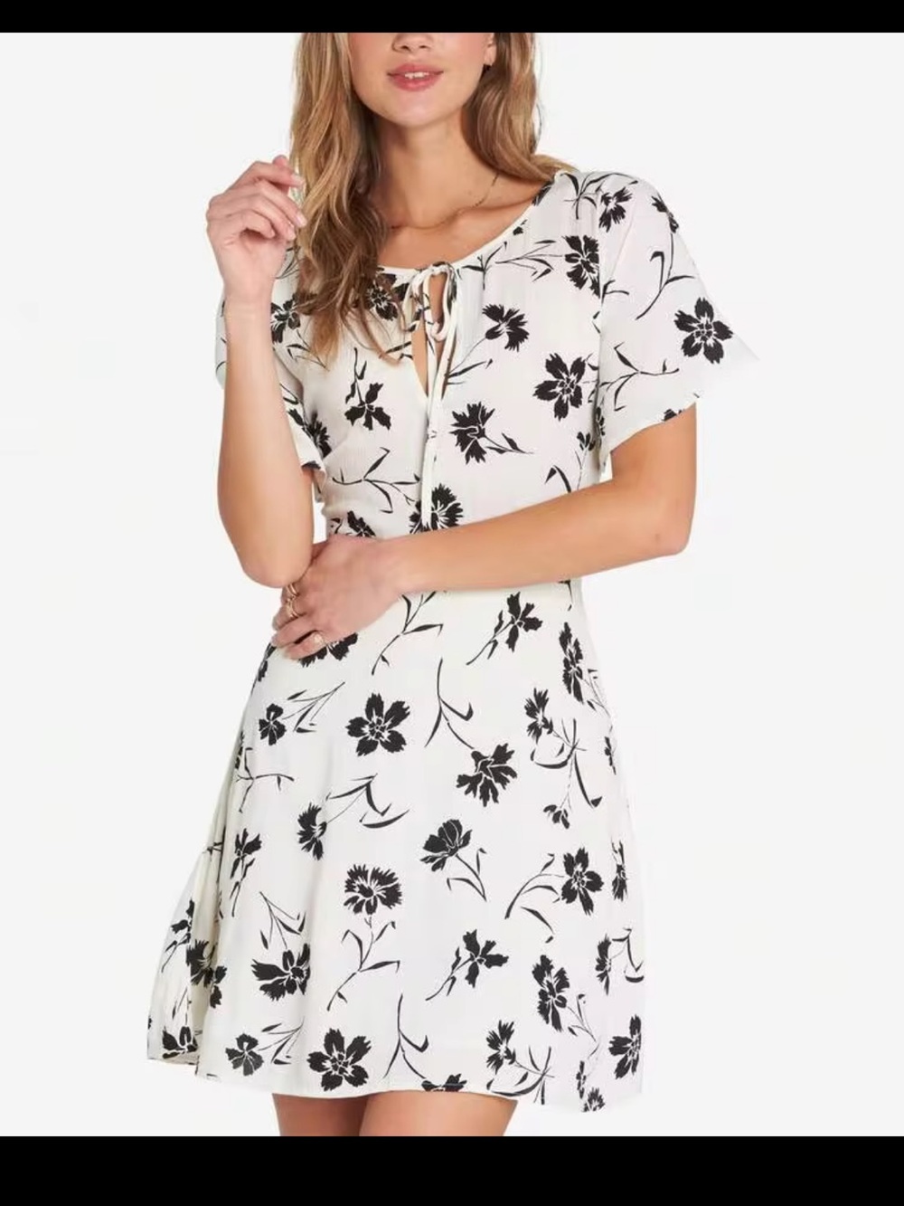Billabong Tomorrow’s End Off-White and Black Floral Dress